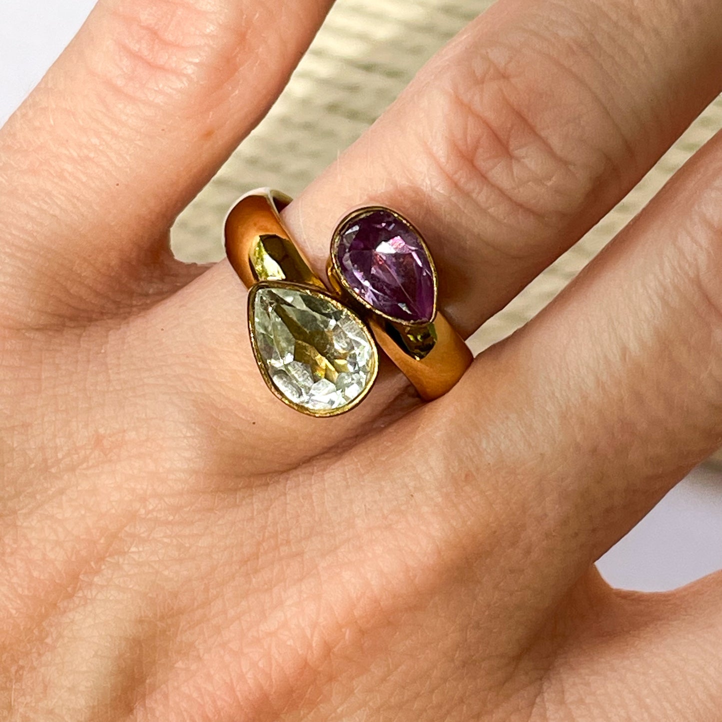 Amethyst & Clear Quartz Bypass Ring - Alchemia