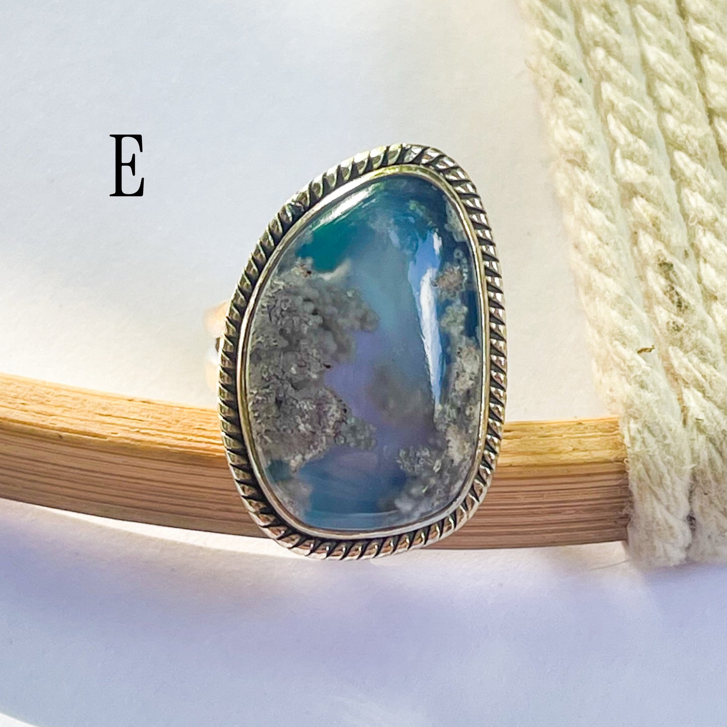 Aura Opal & Moss Agate Ring & Pendant - Solid Sterling Silver