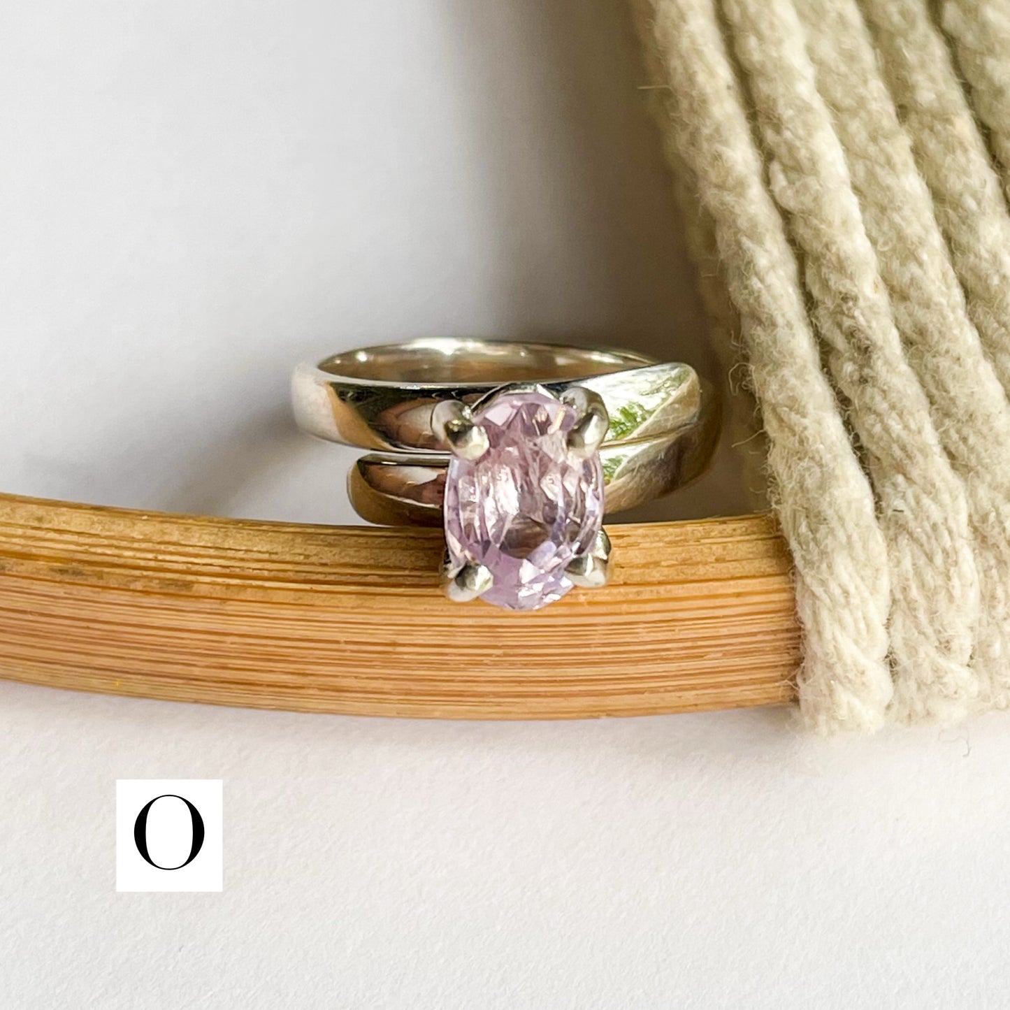 Certified Natural Kunzite Prong Ring - Solid Sterling Silver