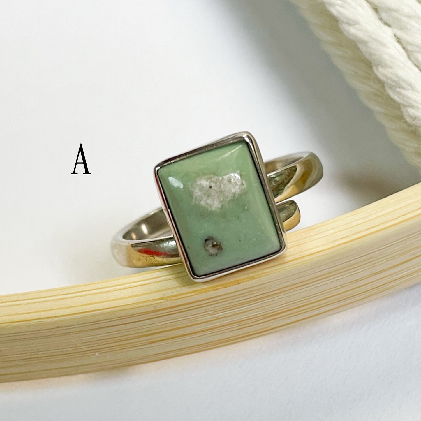 Dainty Green Turquoise Ring - Solid Sterling Silver