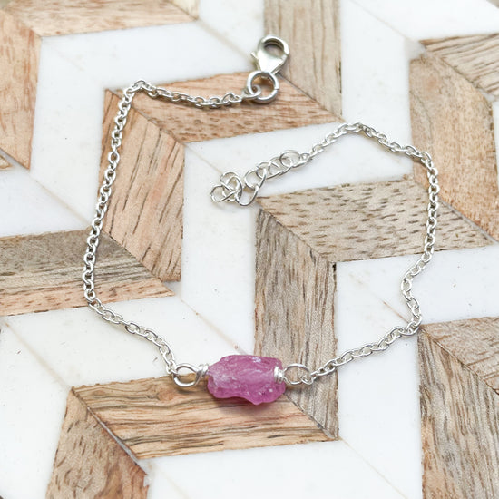 Minimalist Stone Bracelet - Solid Sterling silver