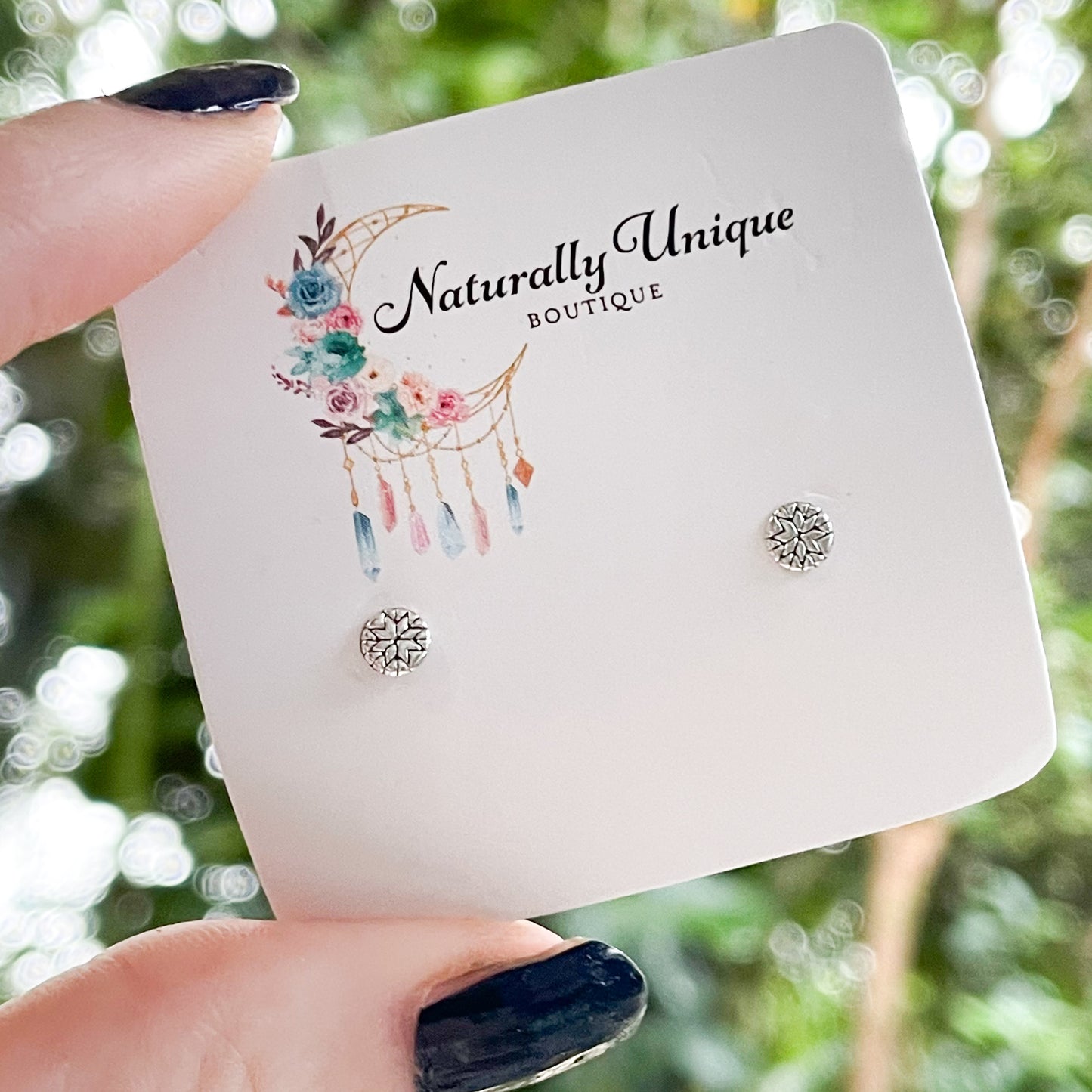 Dainty Boho Star Dot Studs - Solid Sterling Silver