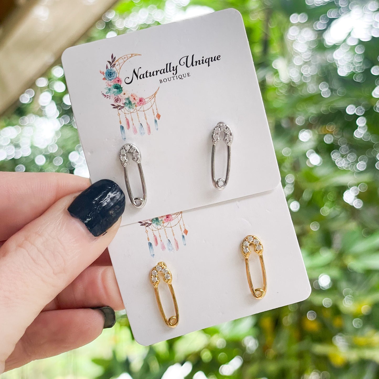Safety Pin Studs - Solid Sterling Silver