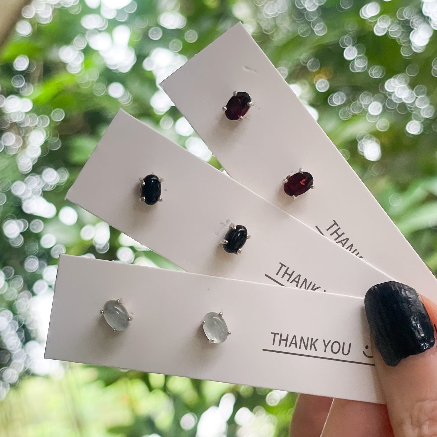 Natural Gemstone Prong Studs - Solid Sterling Silver