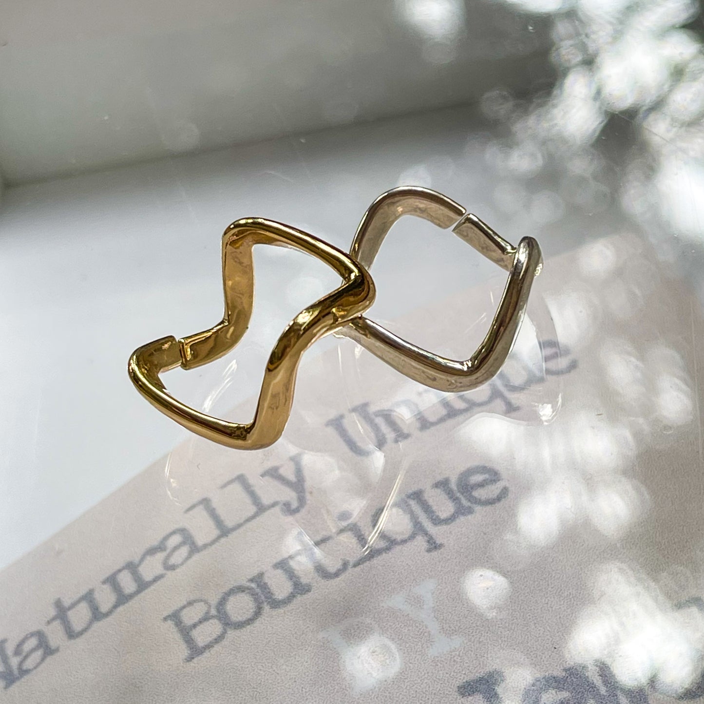 Swiggle Solid Midi Ring - Both Metals