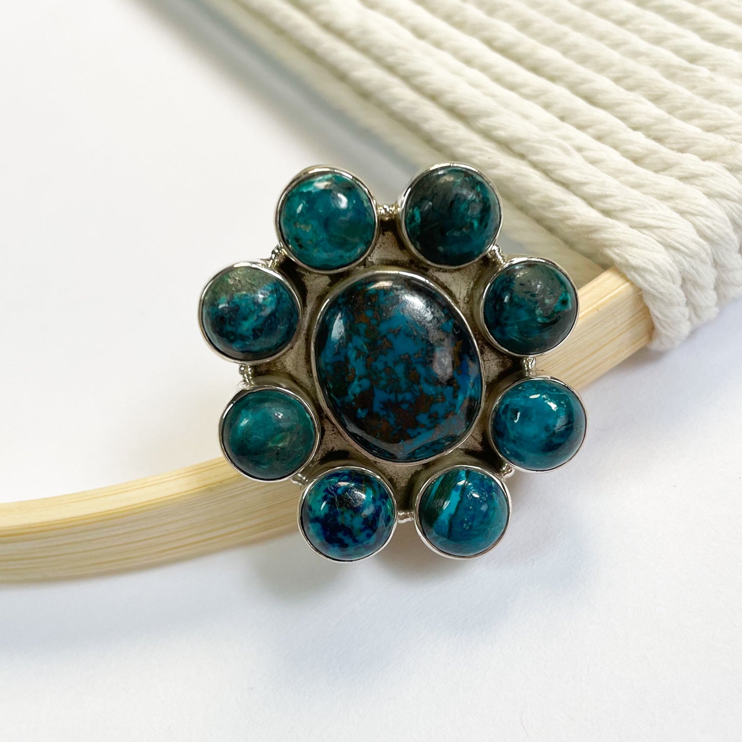 Azurite Mini Statement Ring - Solid Sterling Silver