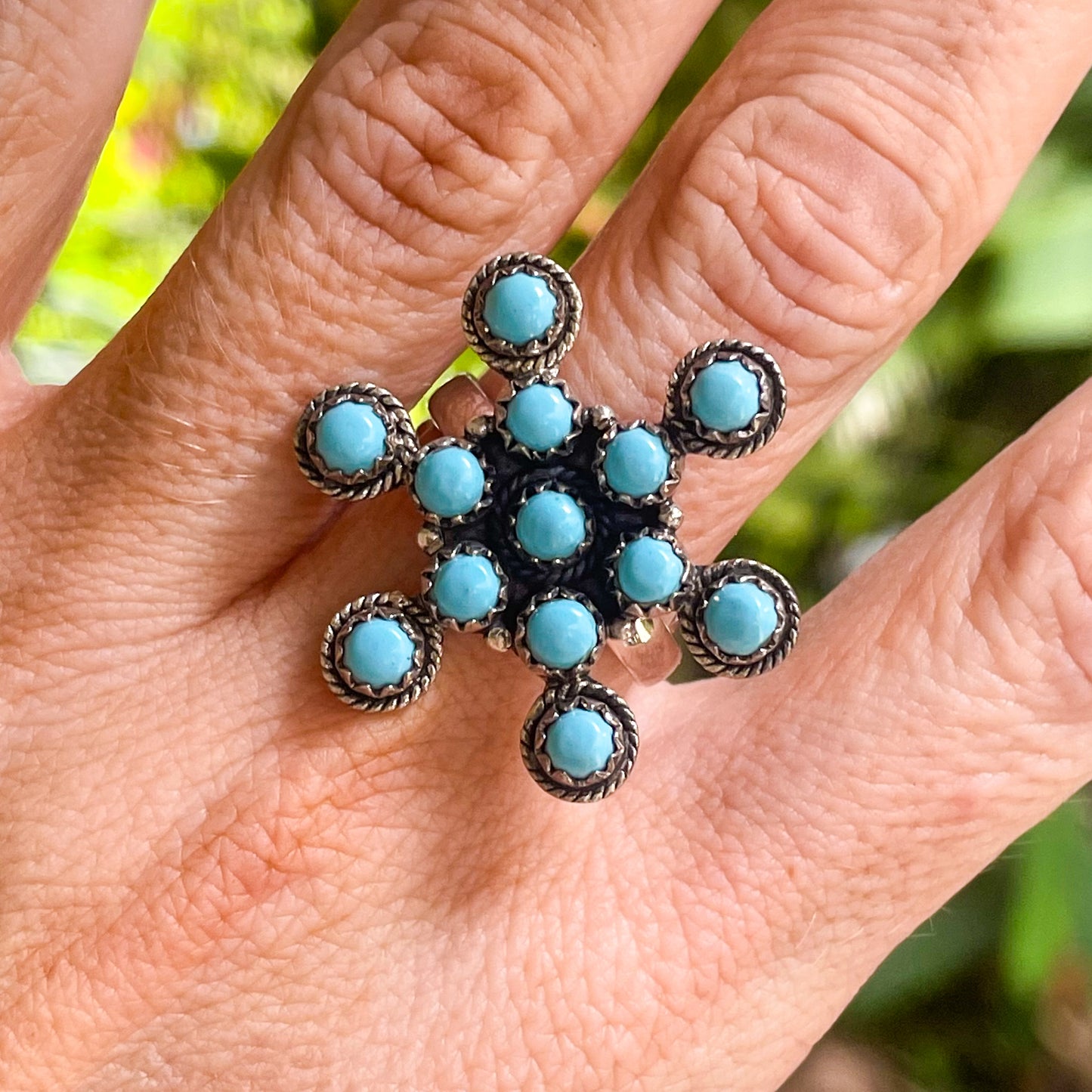 Arizona Turquoise Snowflake Ring - Solid Sterling Silver