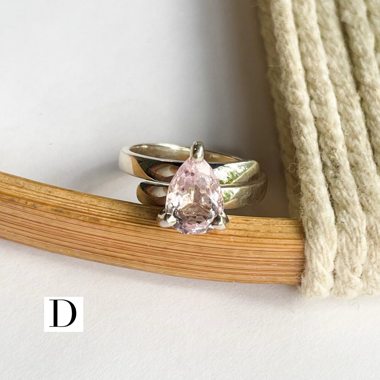 Certified Natural Kunzite Prong Ring - Solid Sterling Silver
