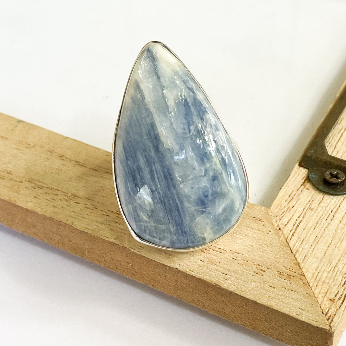 Unique Light Blue Kyanite Ring - Solid Sterling Silver