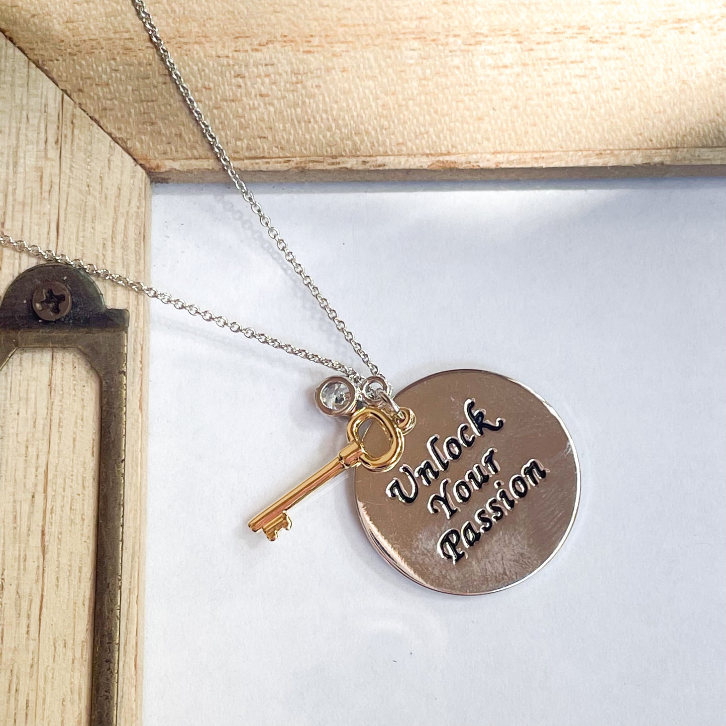 Inspiration Quotes with Charm Necklace- Rhodium