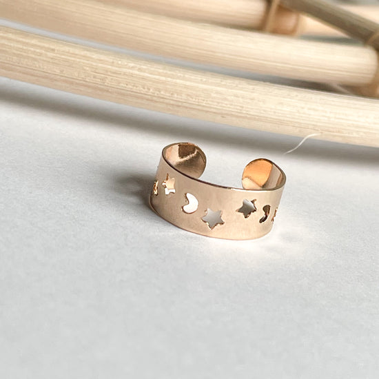 Star And Moon Toe Ring - 18k Gold