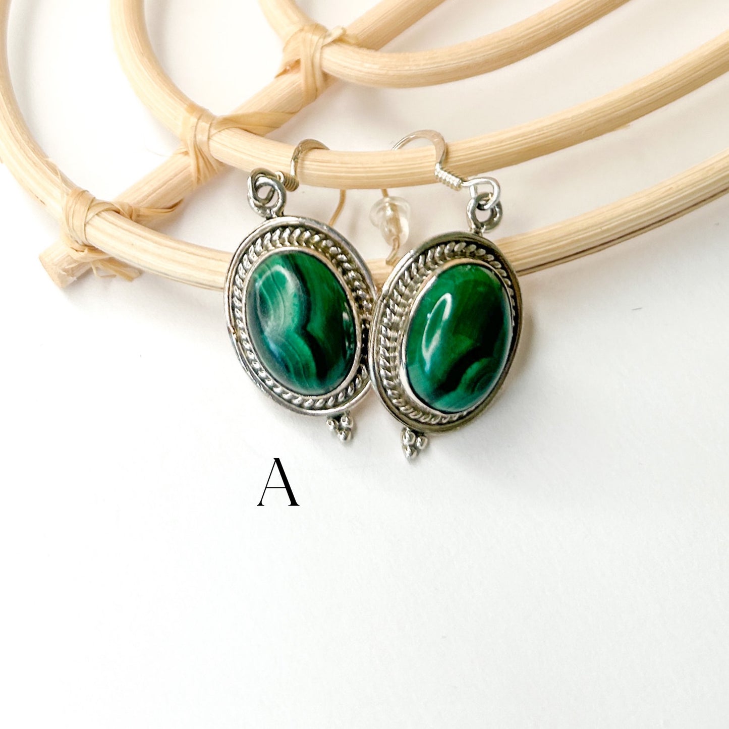 Malachite Dangles- Solid Sterling Silver
