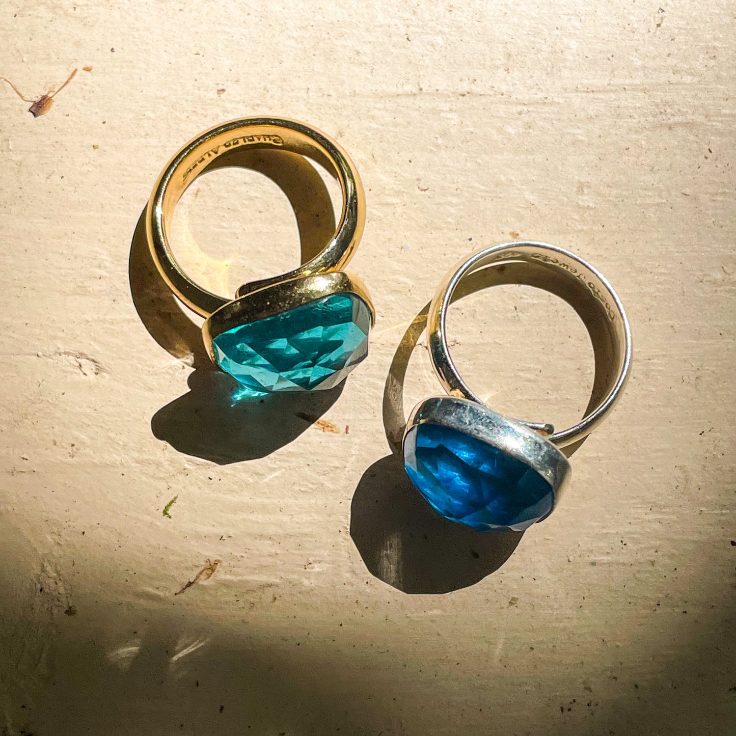 Faceted Blue or Teal Ring - Solid Sterling Silver