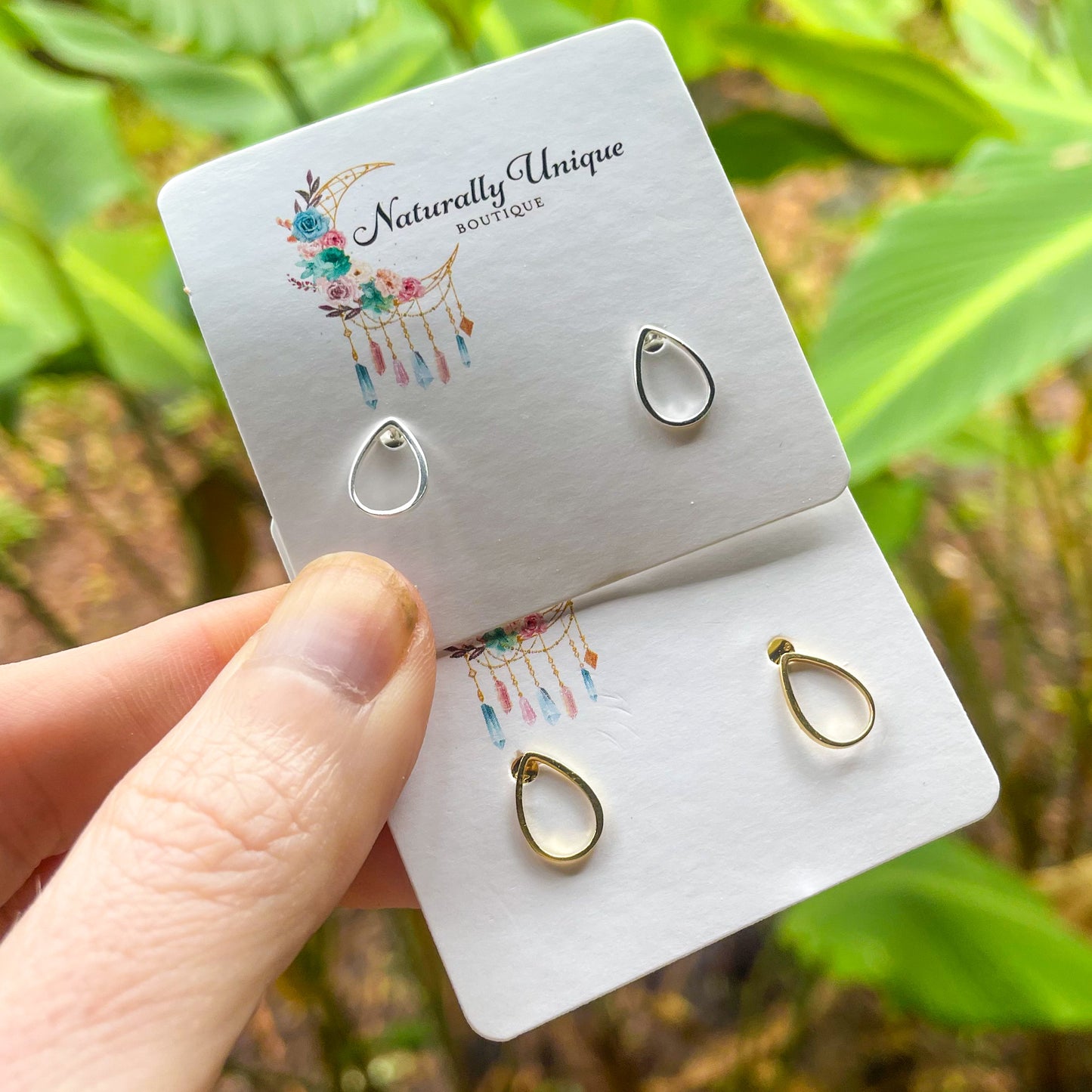 Dainty Hollow Tear Studs - Solid Sterling Silver
