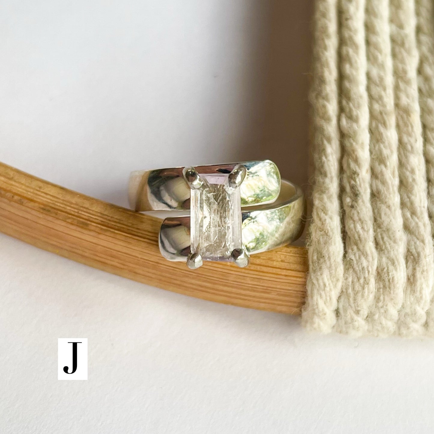 Certified Natural Kunzite Prong Ring - Solid Sterling Silver