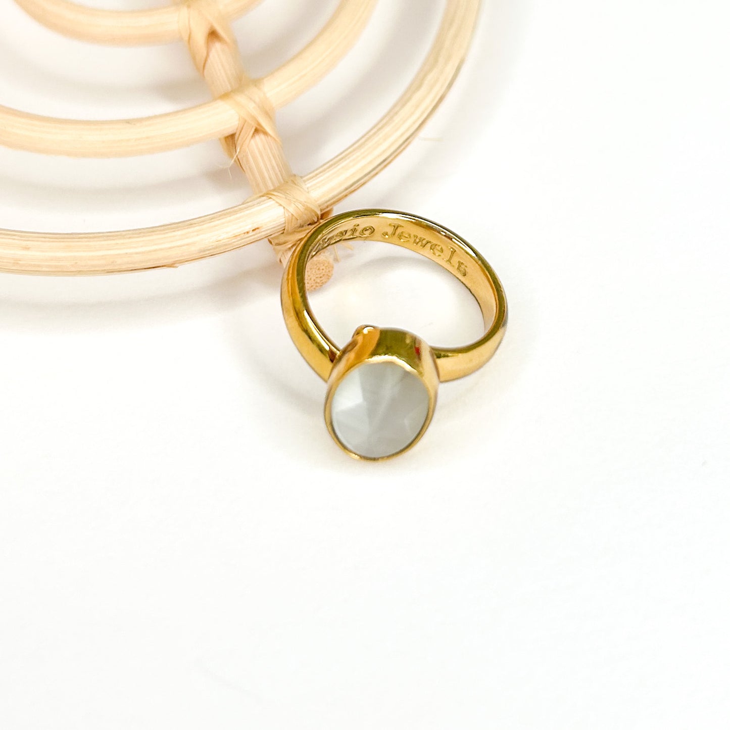 Dainty White Fiber Optic Faceted Ring - Alchemia