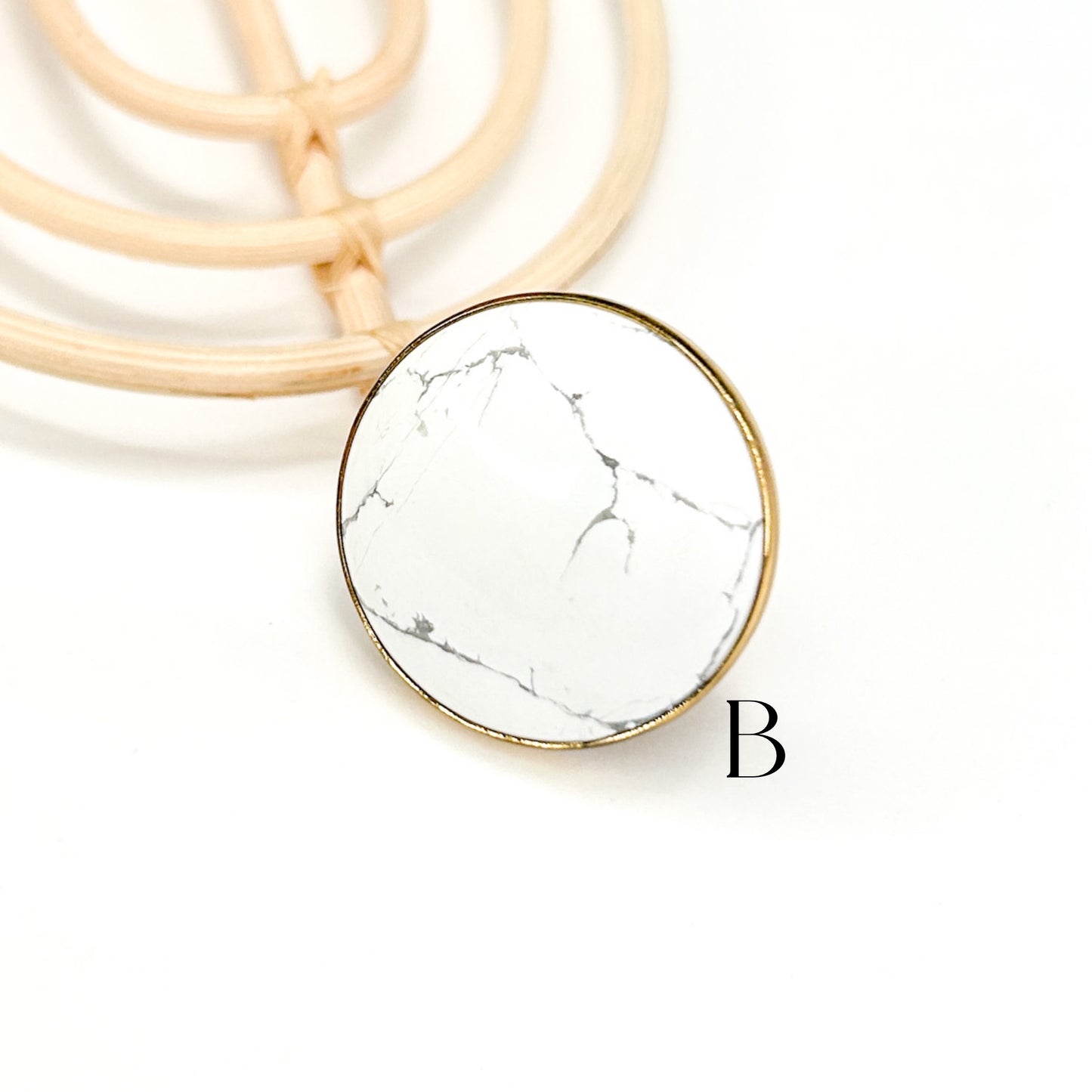 White Statement Howlite Polka Dot Ring - Alchemia