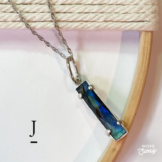 Labradorite Slim Pendant - -Solid Sterling Silver