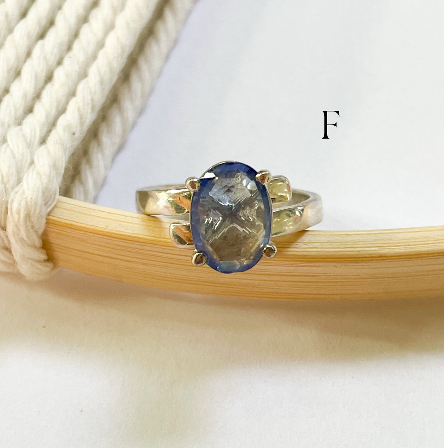 New Natural Sapphire Mix Prong Ring - Solid Sterling Silver