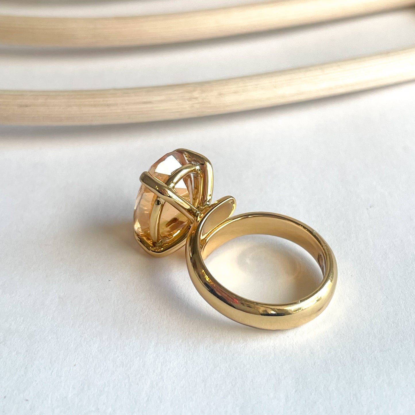 Orange Mystic Quartz Oval Prong Rings - Alchemia