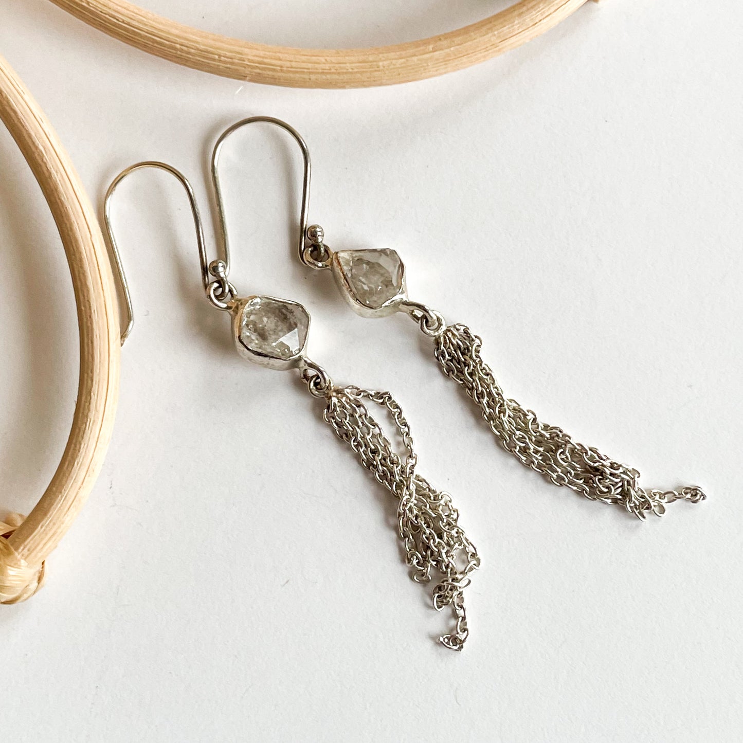 Herkimer Dangle Earrings-Solid Sterling Silver