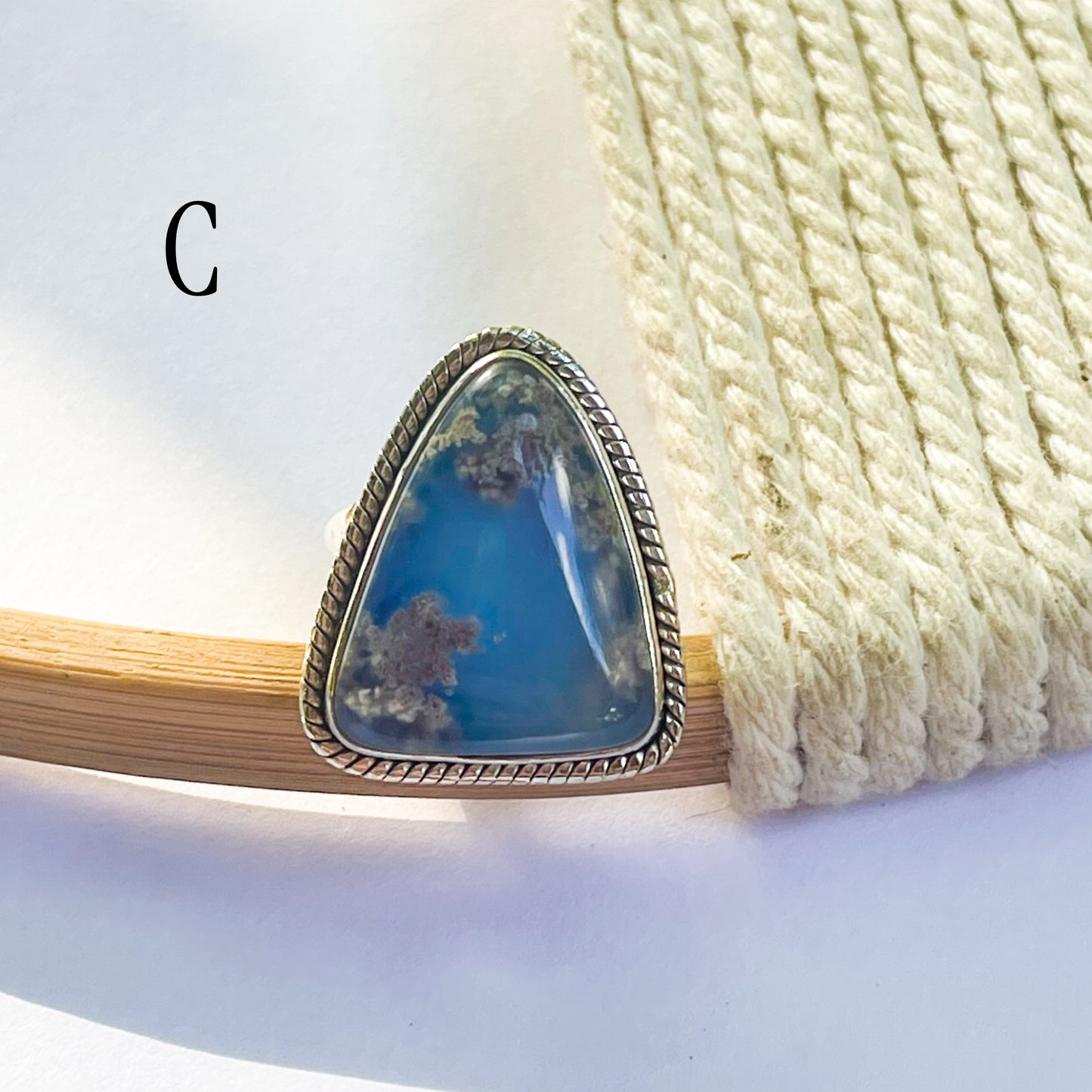 Aura Opal & Moss Agate Ring & Pendant - Solid Sterling Silver