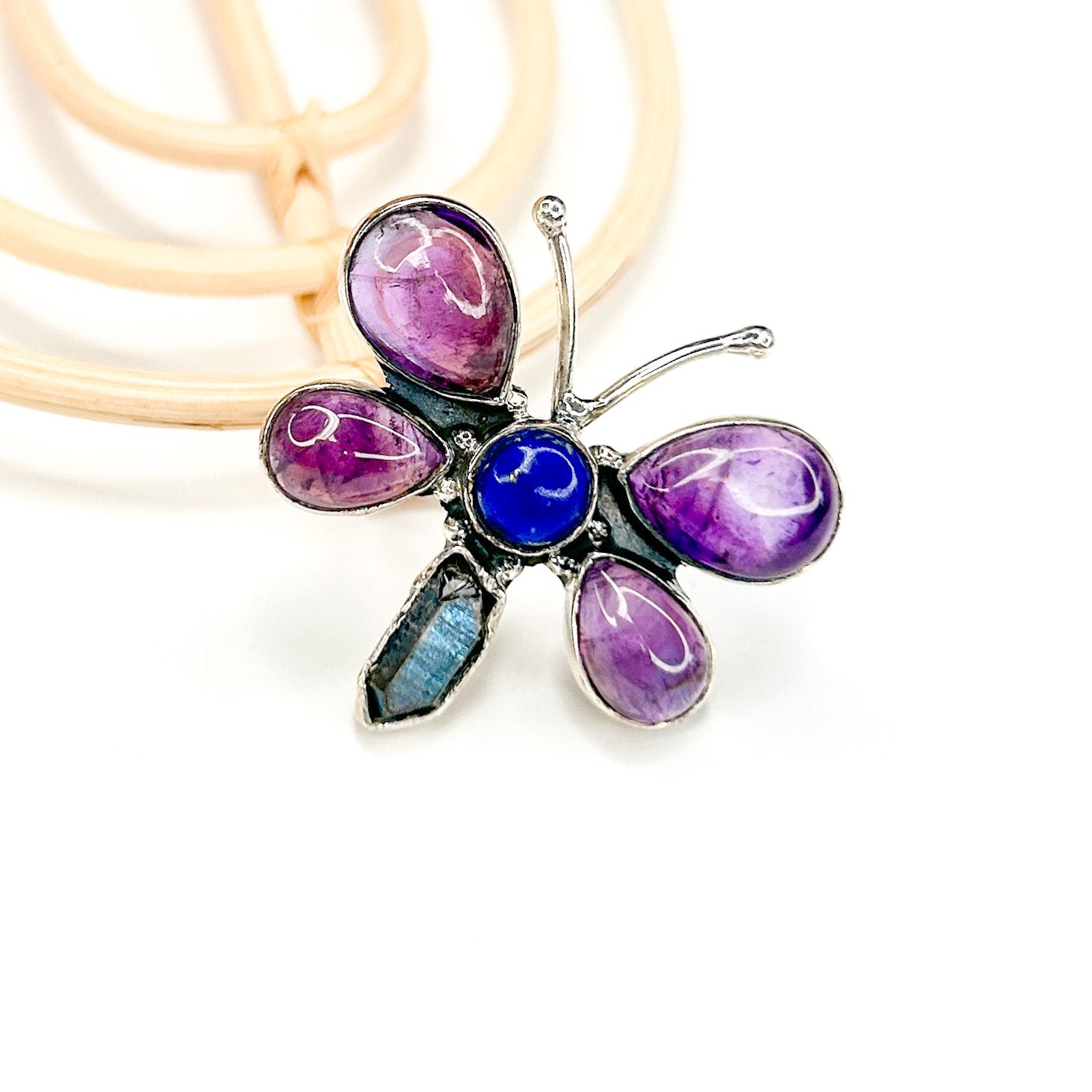Multi Color Dragonfly Ring - Solid Sterling Silver
