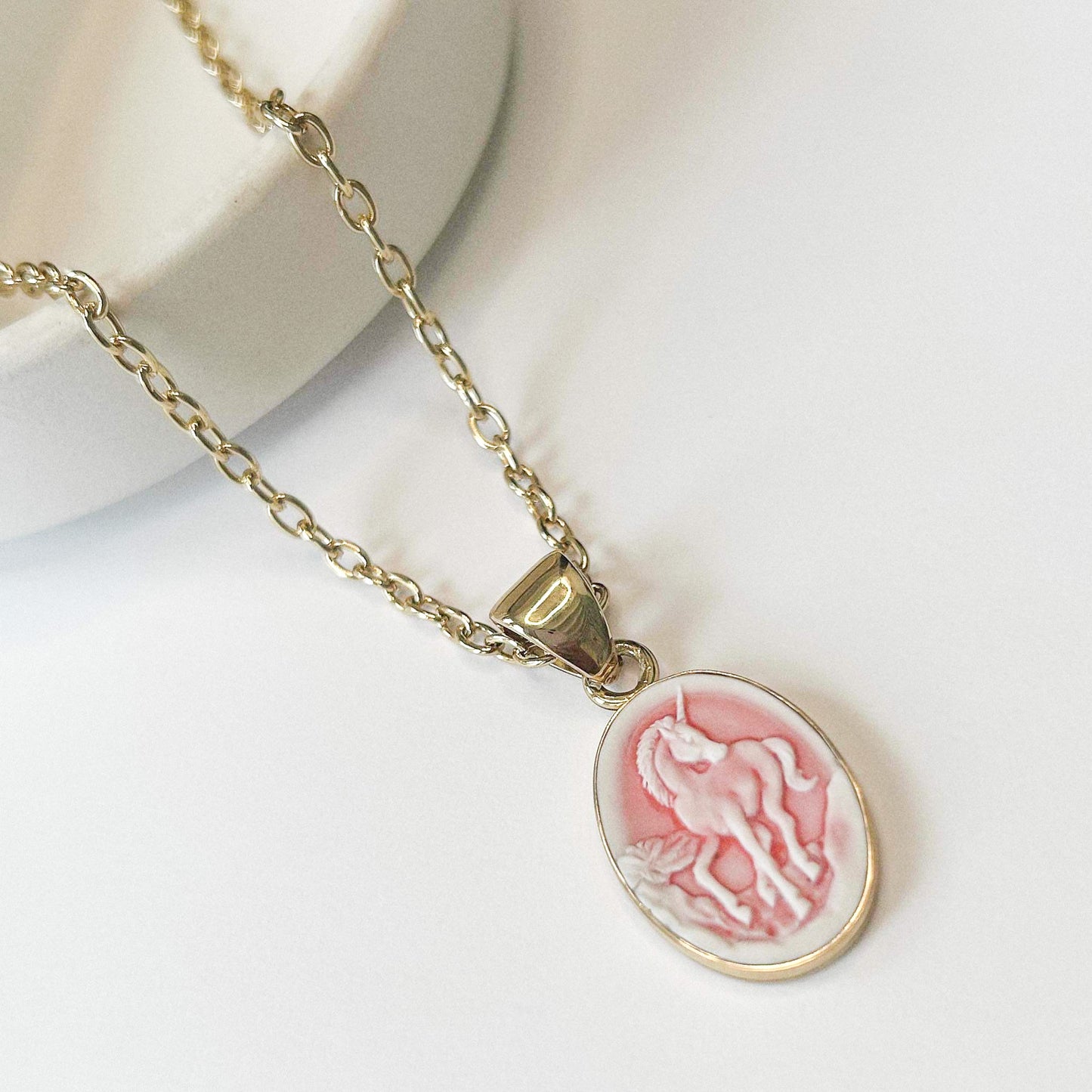 Cameo Unicorn Carved Ring & Pendant - Alchemia Gold