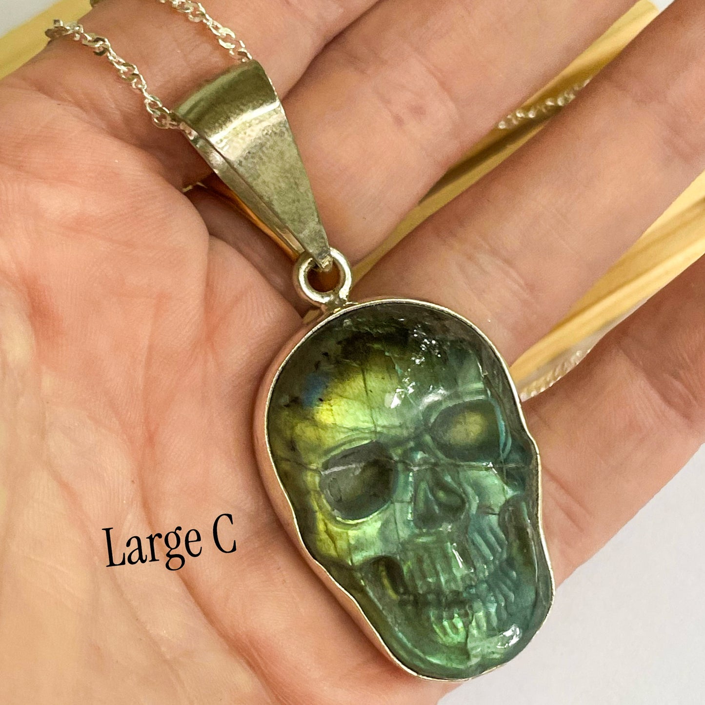 Statement Skull Labradorite Pendant-Solid Sterling Silver