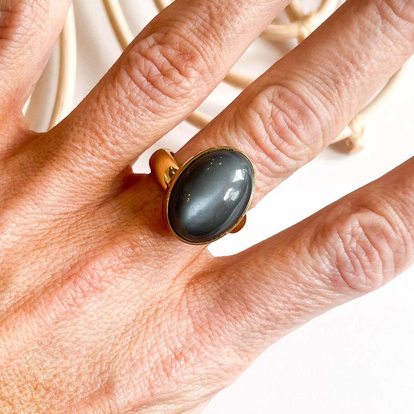 Black Moonstone Ring - Alchemia Gold