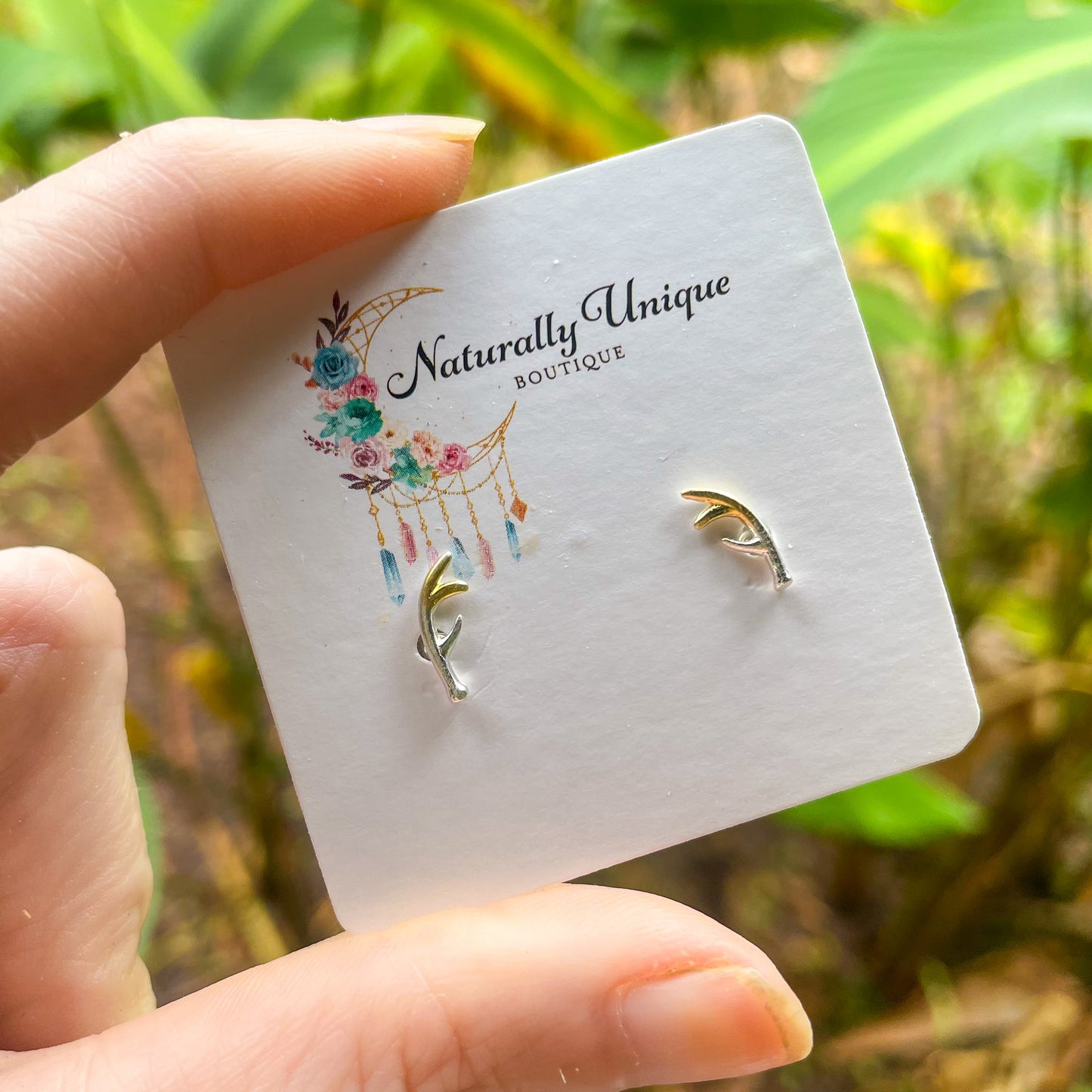Antler Studs - Solid Sterling Silver