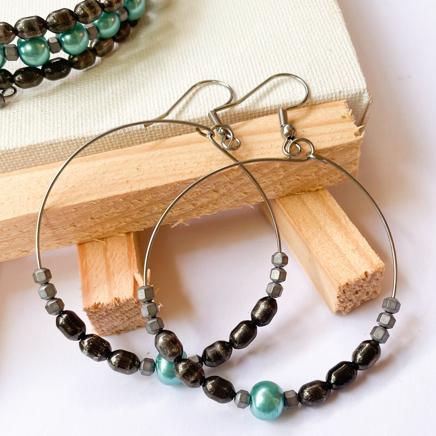 Turquoise & Hematite Wrap Set