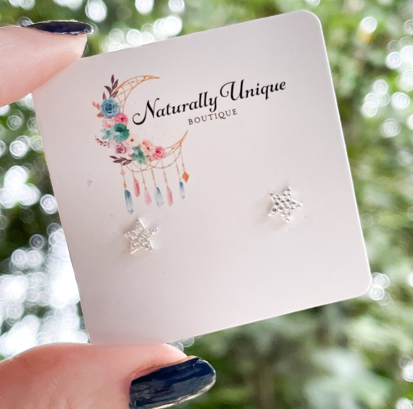 Dainty Hammered Star Studs - Solid Sterling Silver