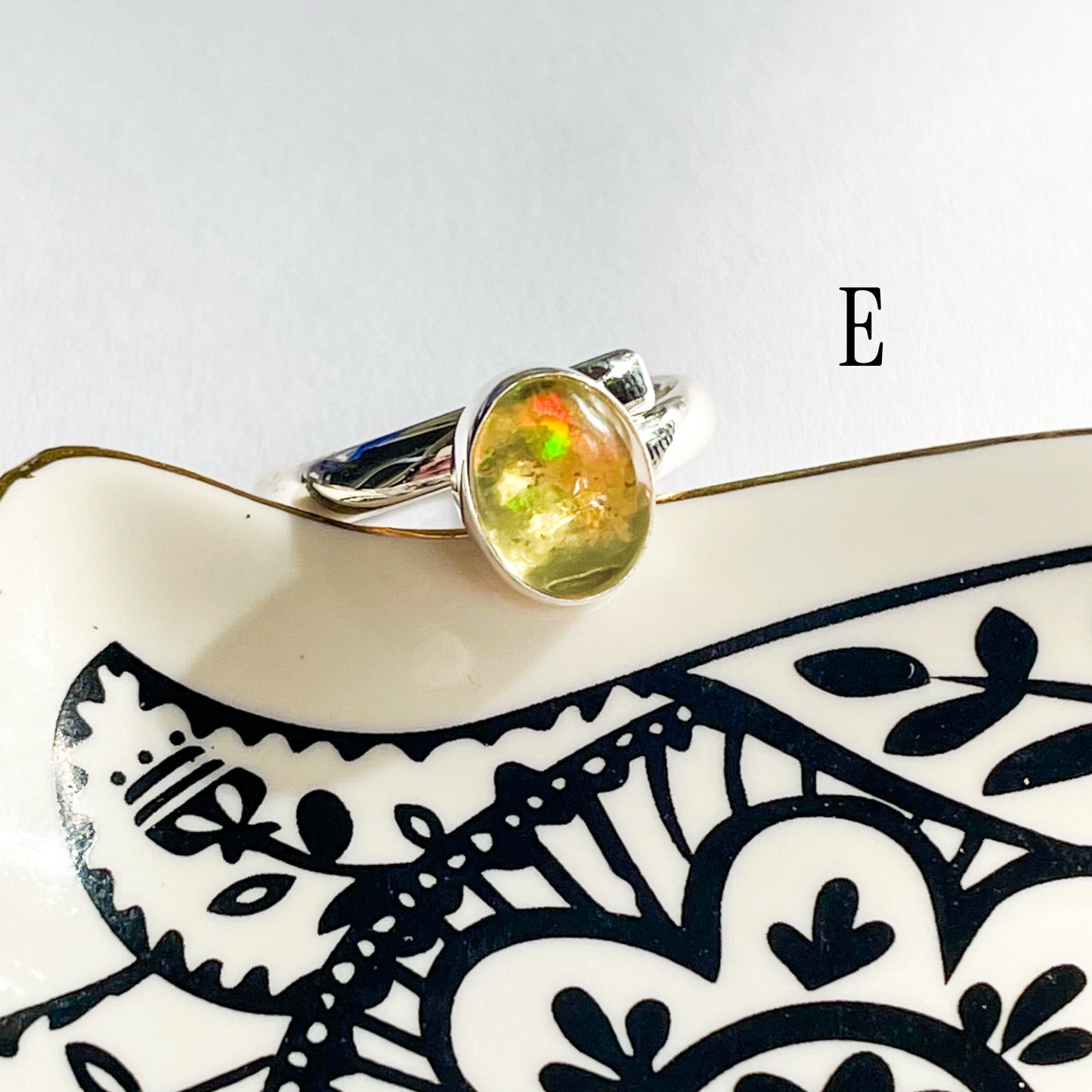Dainty Ethiopian Opal Oval Ring - Solid Sterling Silver