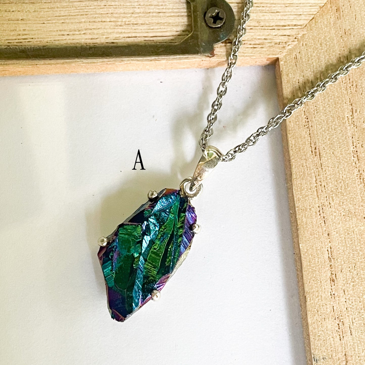 Metallic Treated Quartz Pendant - Solid Sterling Silver