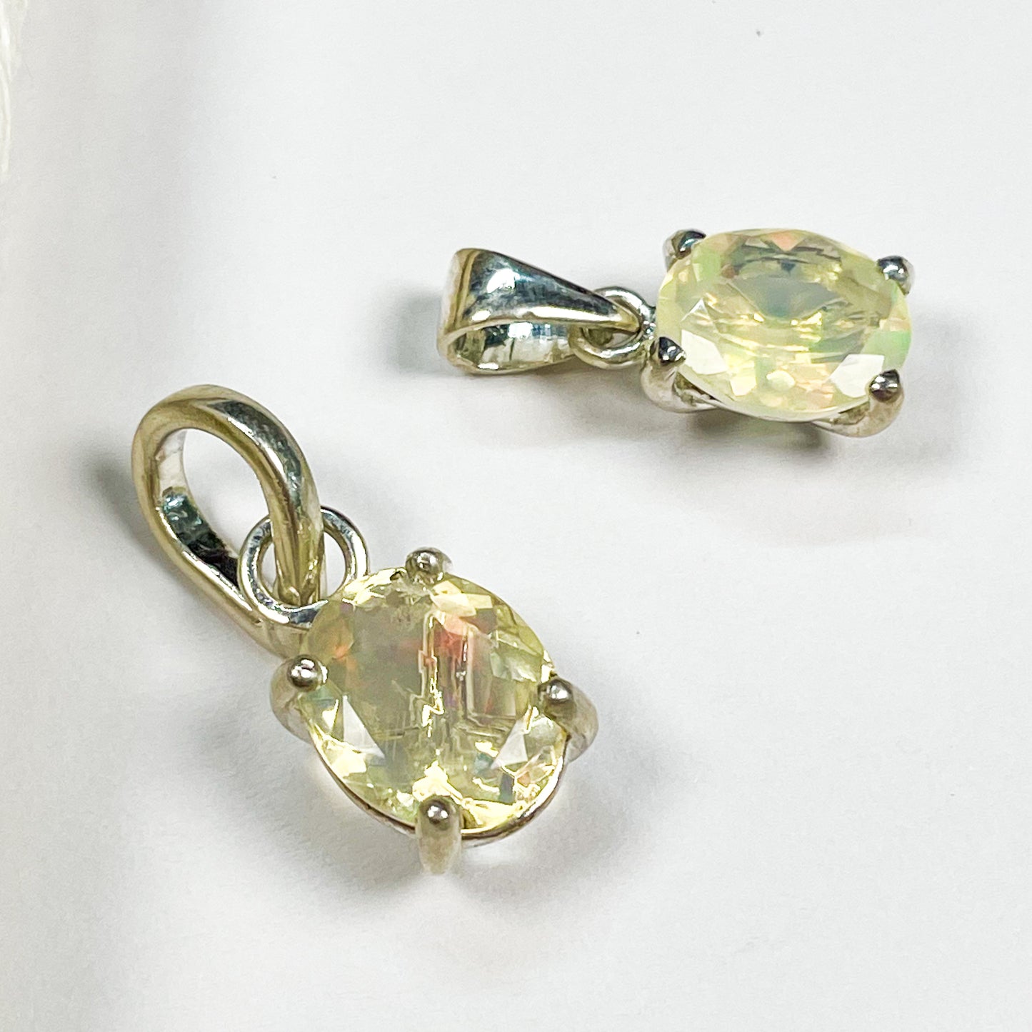 Ethiopian Opal Prong Pendant - Solid Sterling Silver