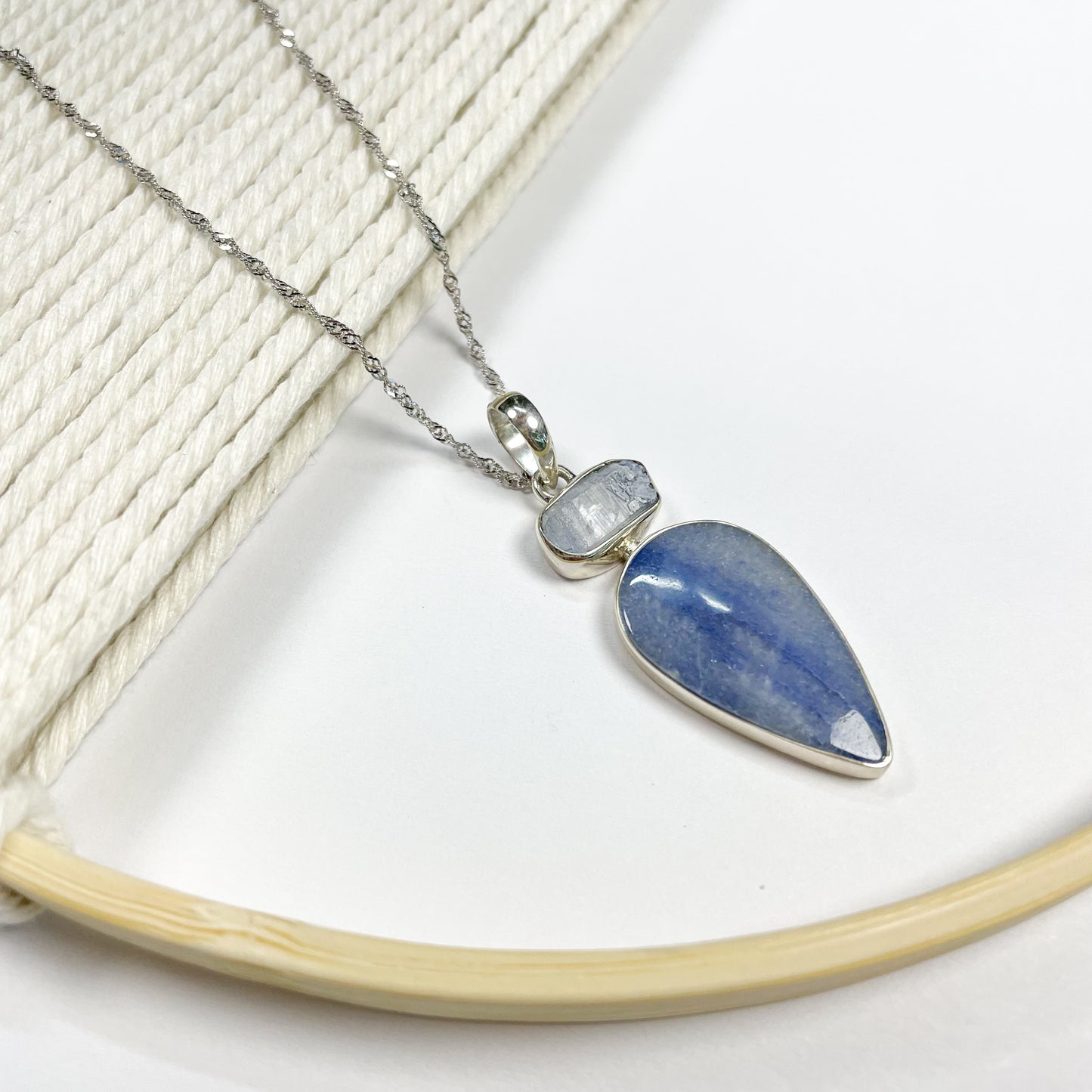 Multi Stone Dumortierite & Tierite  Pendant - Solid Sterling Silver