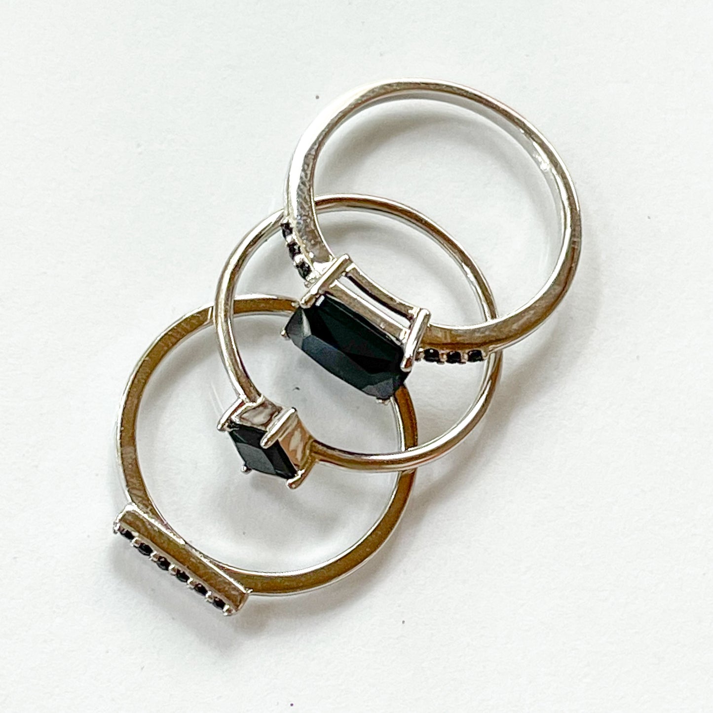 Black CZ Stack Rings - SSS  or Vermeil