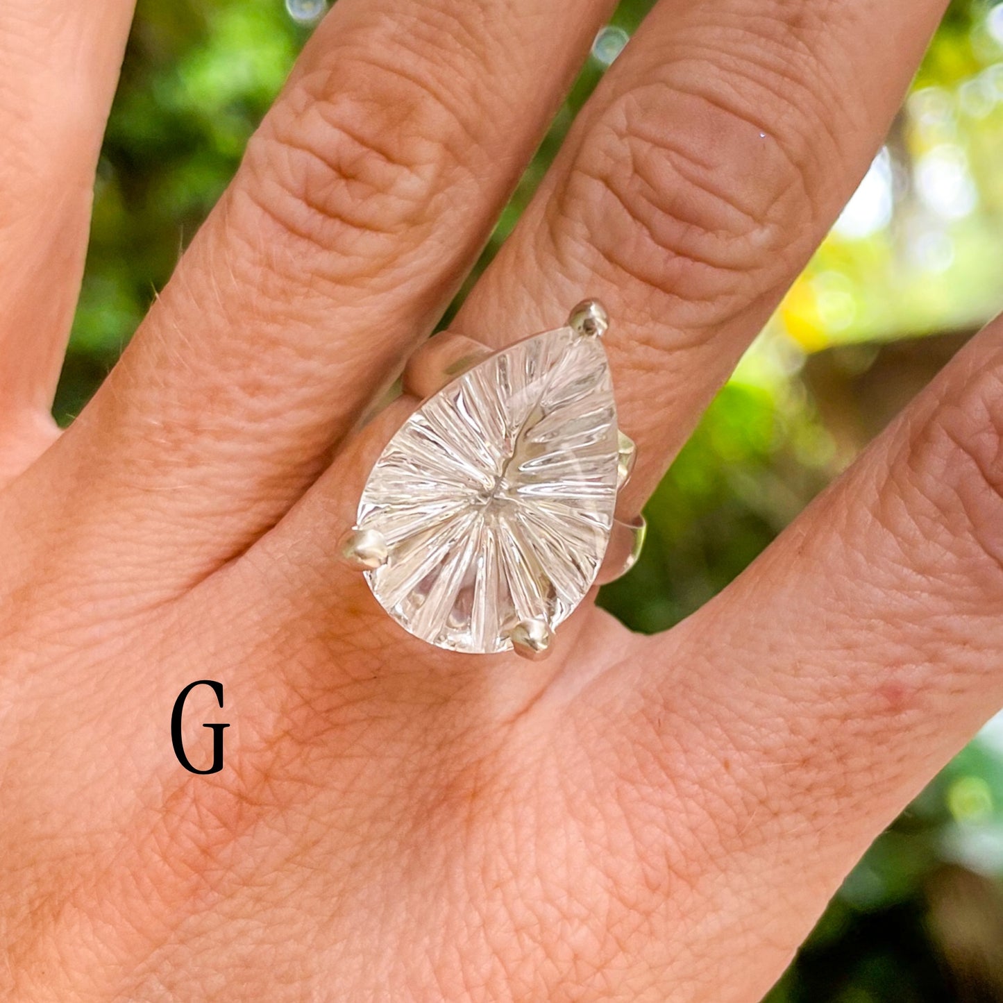 Clear Quartz Special Cut Prong Rings - Solid Sterling Silver