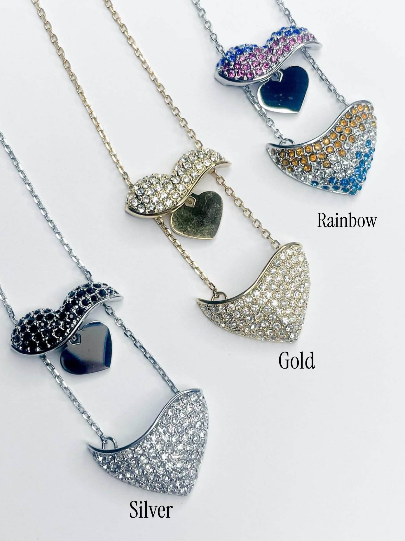 CZ Hidden Heart Necklace - Stainless Steel