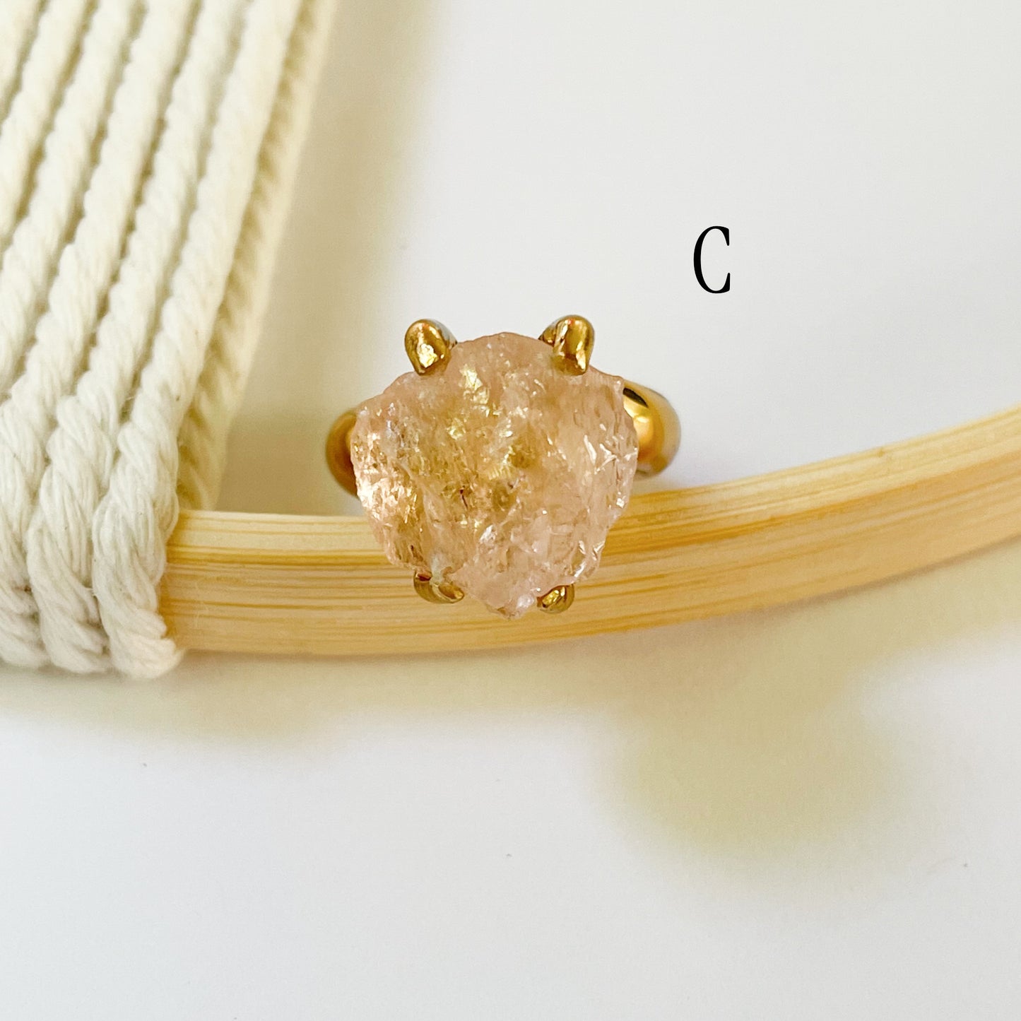 Raw Kunzite Prong Ring - Alchemia Gold