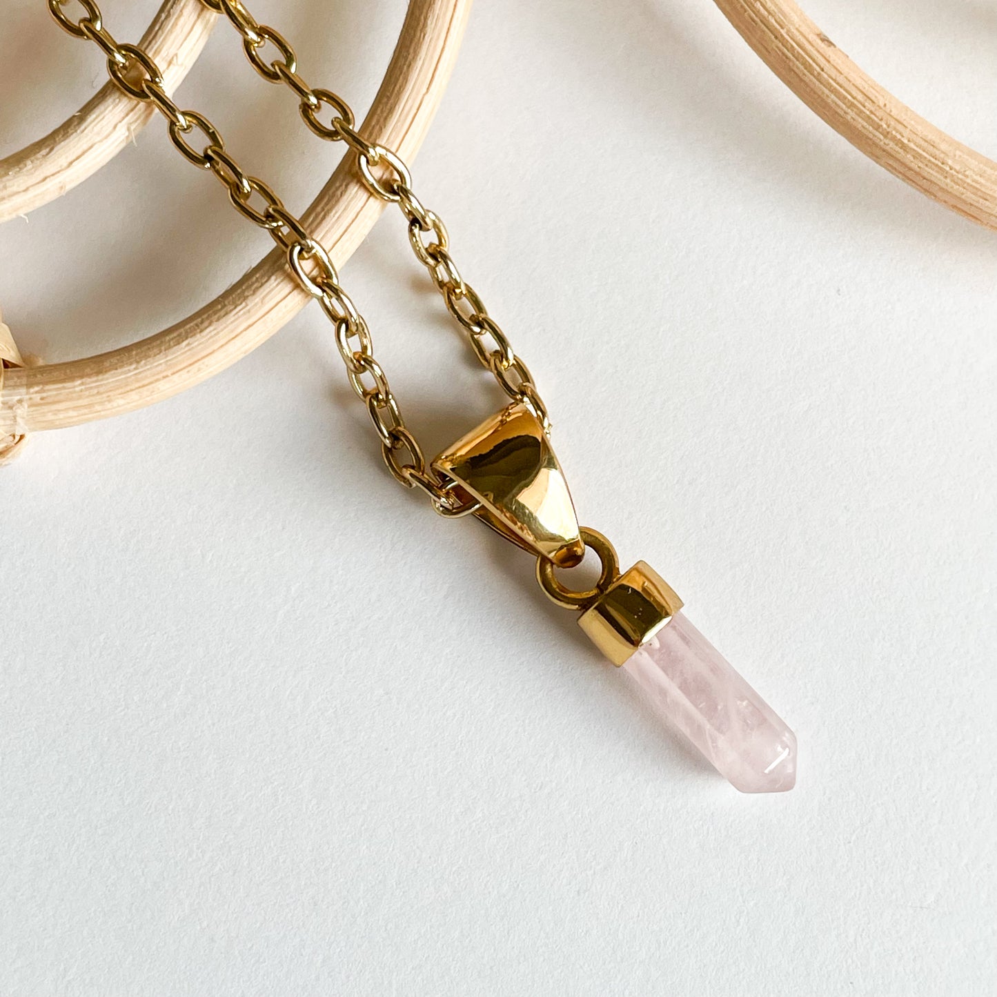 Rose Quartz Dainty Point Pendant - Alchemia