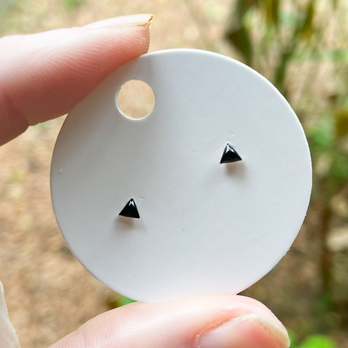 Dainty Black Onyx Stud Charm - Solid Sterling Silver