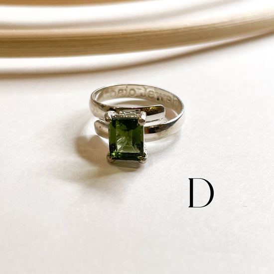 Load image into Gallery viewer, Certified Moldavite Prong Rings - Solid Sterling Silver
