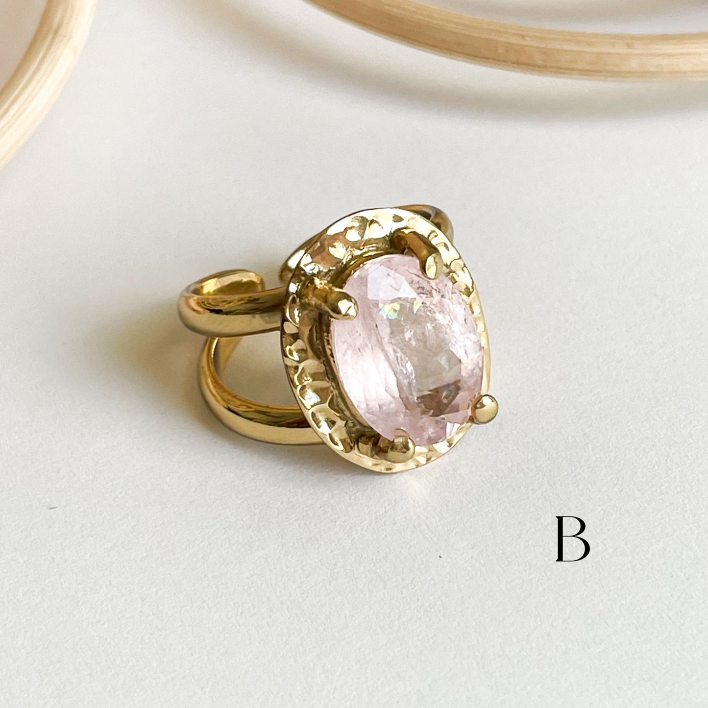 Pink Morganite Boho Prong Ring  - Alchemia