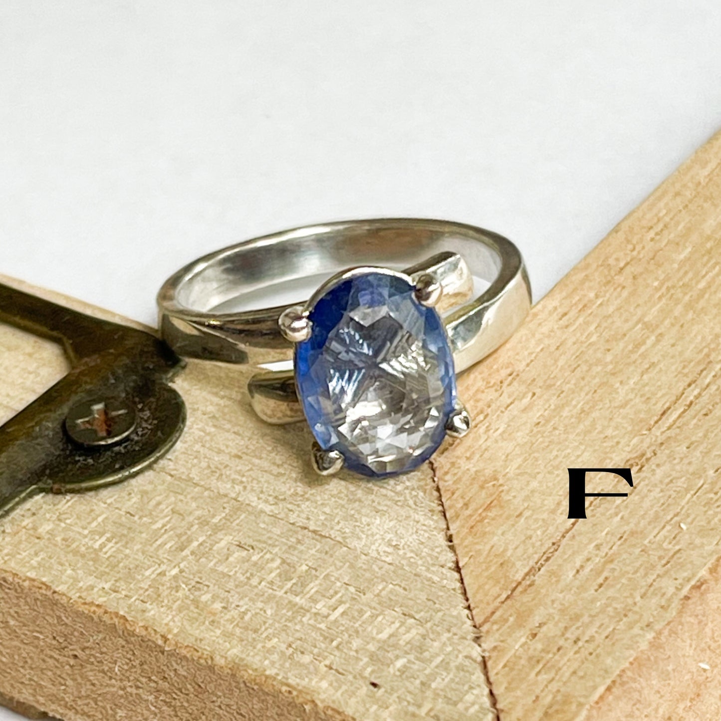 New Natural Sapphire Mix Prong Ring - Solid Sterling Silver