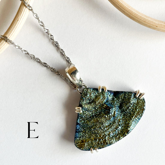 Titanium Druzy Prong Ring or Pendant - Solid Sterling Silver