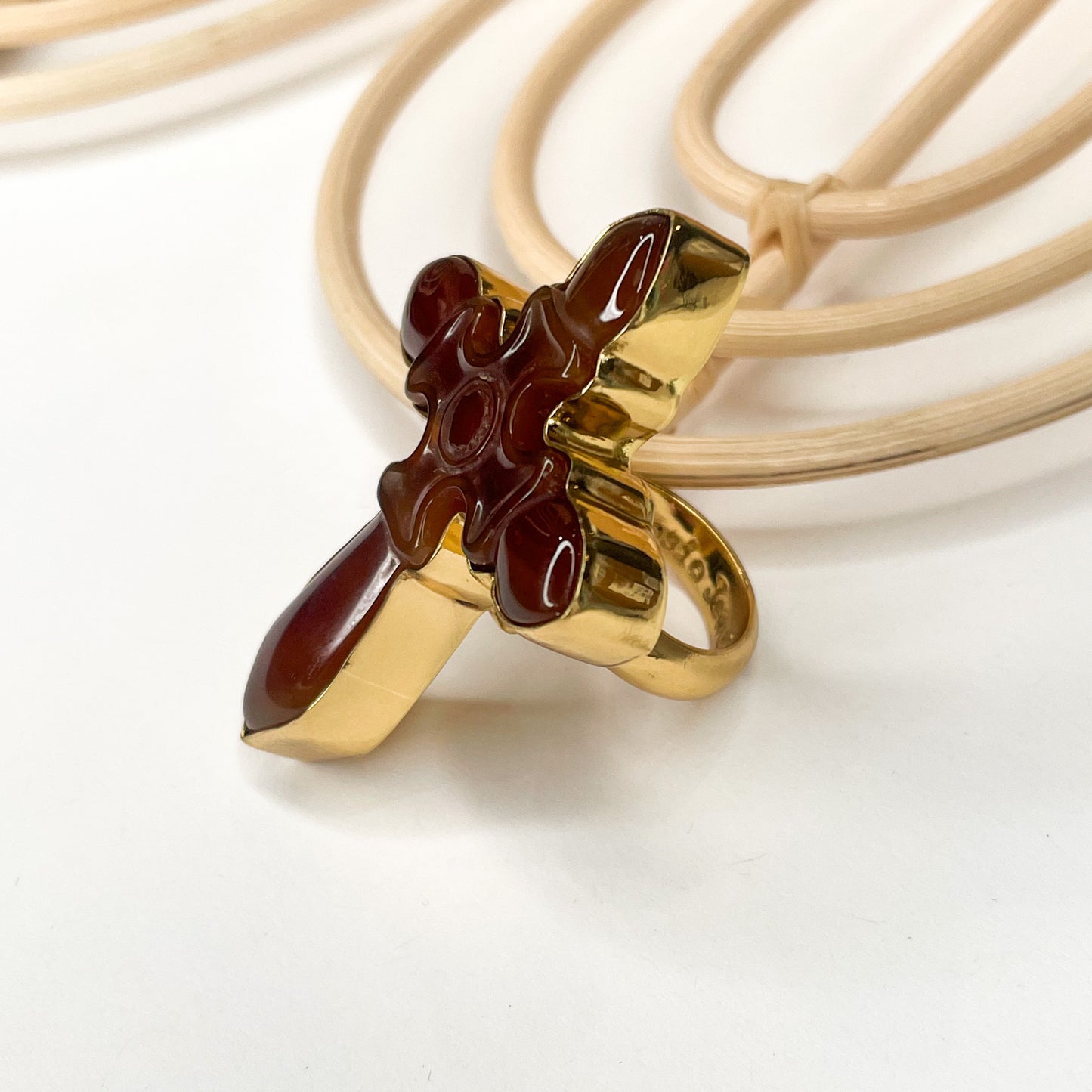 Carnelian Cross Ring - Alchemia