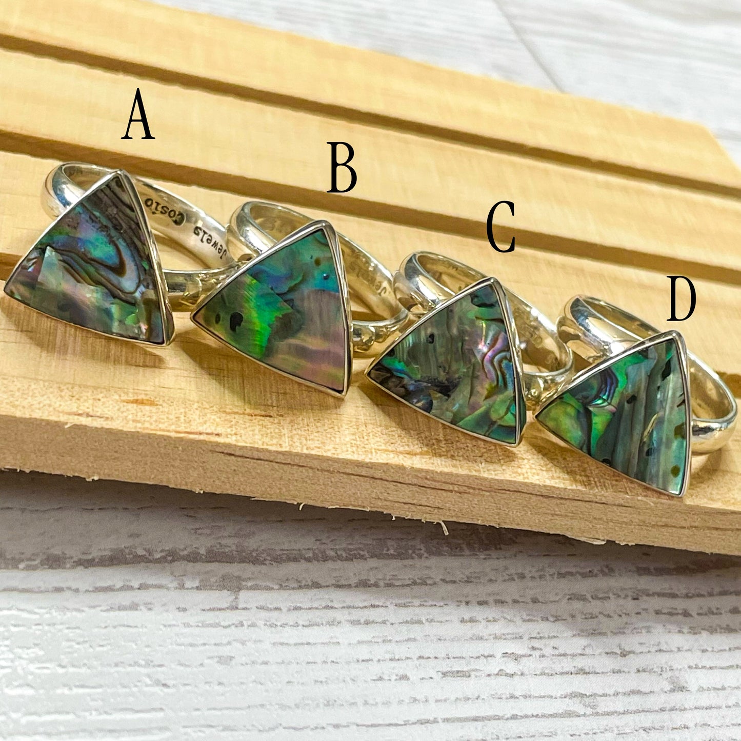 Abalone Triangle Rings - Both Styles