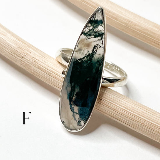 Moss Agate Ring - Solid Sterling Silver